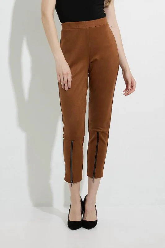 Faux Suede Pant In Brown