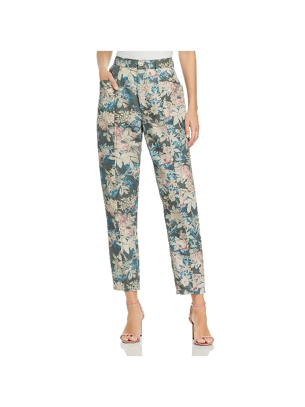 Fleur Foret Womens Linen Floral Pants