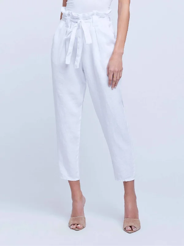 Heather Paperbag Pant In Blanc