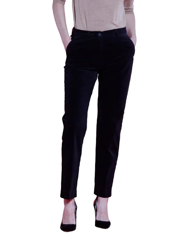 New York Washed Velvet Pant In Black