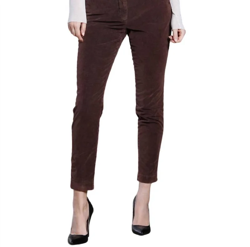 New York Washed Velvet Pant In Brown