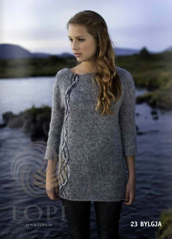 Plus Size Women's Sequined Sweaters for Special OccasionsBylgja Women Wool Sweater Grey