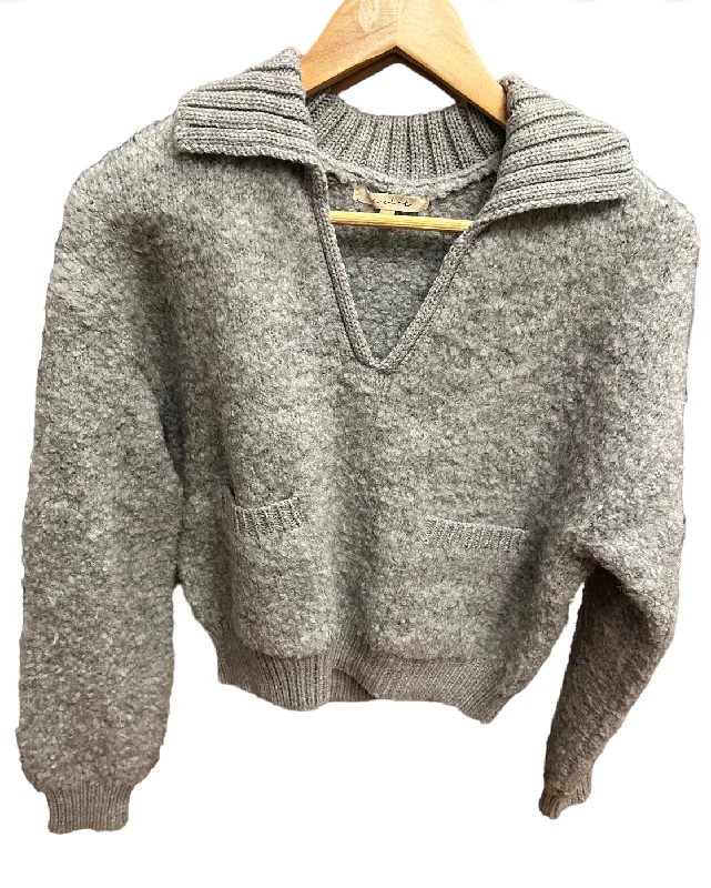 Bell - Sleeve Women's Mohair - Wool Blend SweatersEt Clet Grey Boucle Sweater