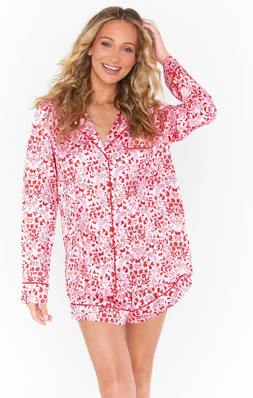 Plus Size Women's Embroidered Sweaters in Ethnic StylesFavorite PJ Set ~ Lovey Dovey Satin