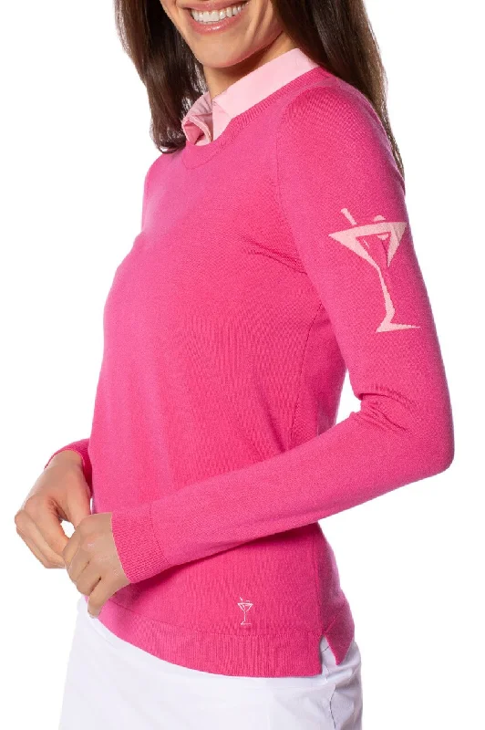 Plus Size Women's Oversized Chunky Knit SweatersHot Pink Martini Crewneck Sweater