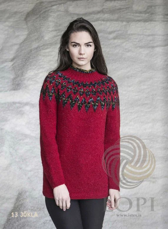 Open - Front Women's Cardigan - Style Mohair SweatersJökla Women Wool Sweater Red