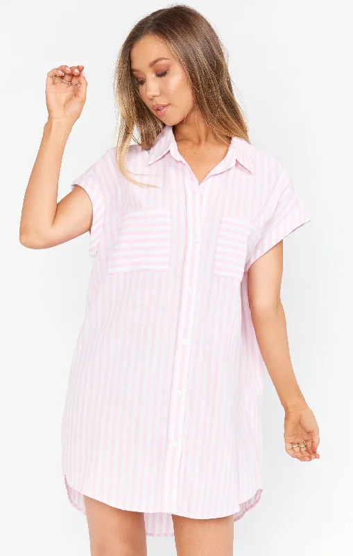 High - Low Hem Women's Cashmere - Blended SweatersMartin Shirt Dress ~ Blush Stripe