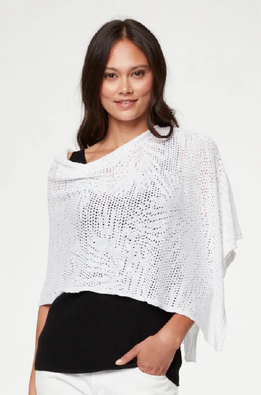 Sleeveless Women's Silk - Trimmed Sweaters for SummerPalm Leaf Poncho