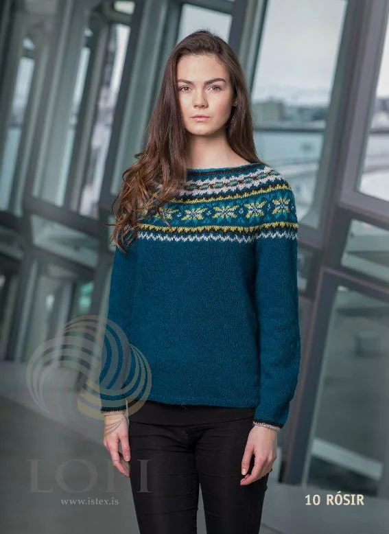 Button - Down Women's Shetland Wool Sweaters in Traditional PatternsRósir Women Wool Sweater