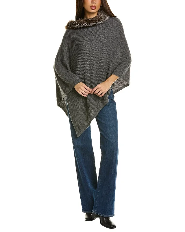 Plus Size Women's Side - Slit Sweaters in Bold Solidssofiacashmere Basic Cashmere Poncho