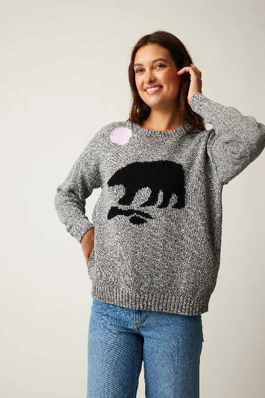 Plus Size Women's Embroidered Sweaters in Ethnic StylesUNDER THE SAME MOON - BEAR