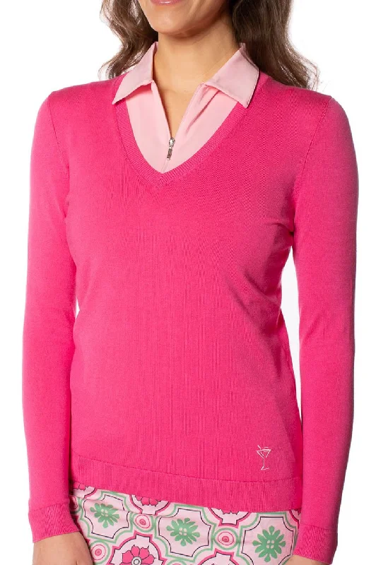 Boat Neck Women's Merino Wool Sweaters in Neutral ShadesHot Pink Stretch V-Neck Sweater