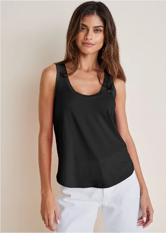 Cropped Women's Angora Blend Sweaters for a Trendy LookScoop Neck Tank - Black