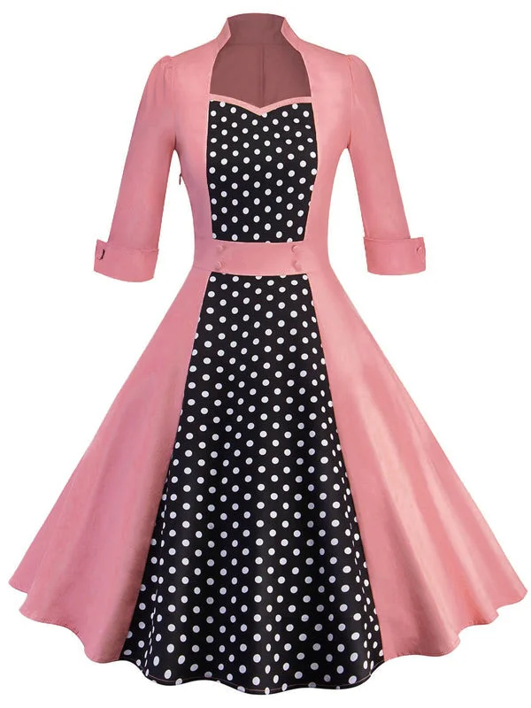 Maxi Women Dress with Floral Print for a Bohemian Vibe1950s Polka Dot Patchwork Dress