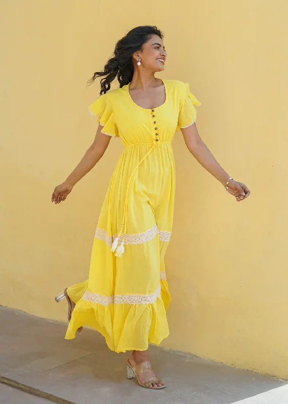 Plus Size Women Dress with a Flattering A - Line Cut for Comfort and StyleBalize Dress Yellow