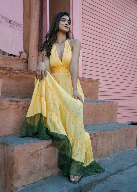 Backless Women Dress for a Sexy and Alluring Look at Evening EventsDalia Dress Yellow