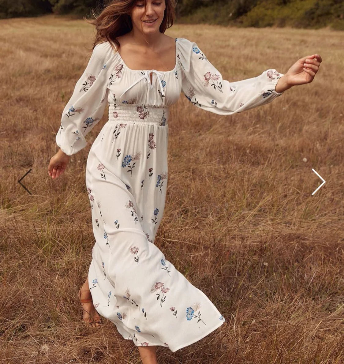 Mini Women Dress with a Short Hem for a Young and Trendy StyleFashionSierra-Cotton  White  Maxi  Vintage  Floral Embroidery  Spring/Autumn  Robe  Long Sleeve  Casual Boho Dress