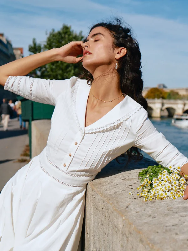 Halter Neck Women Dress to Show Off the Shoulders and NecklineFiona Cotton White Midi Dress