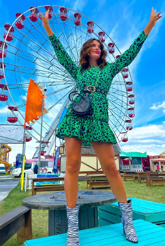 Ball Gown Women Dress with a Full Skirt for a Princess - like LookGood Vibes Only - Green Leopard Print Mini Dress