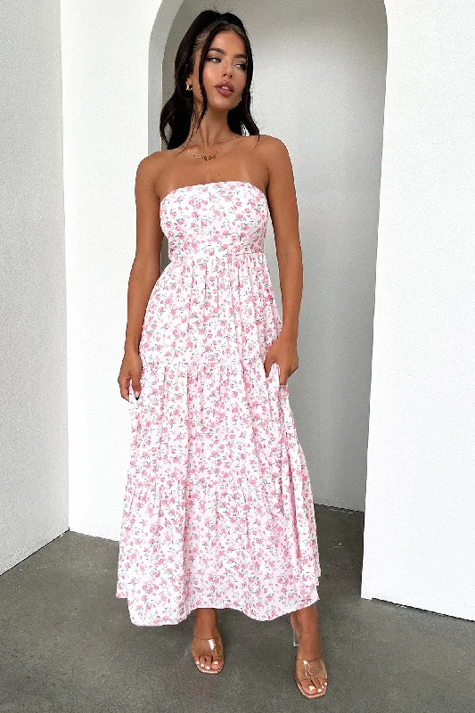 Halter Neck Women Dress to Show Off the Shoulders and NecklineHailey Maxi Dress - Pink Floral