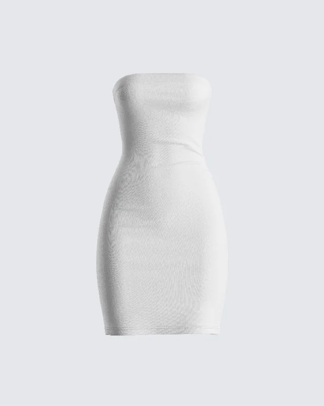 Ruffled Women Dress with Multiple Layers for a Playful and Girly StyleMaxine White Jersey Tube Dress