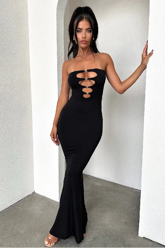 Mermaid - Style Women Dress with a Fitted Silhouette for Special OccasionsMiami Maxi Dress - Black