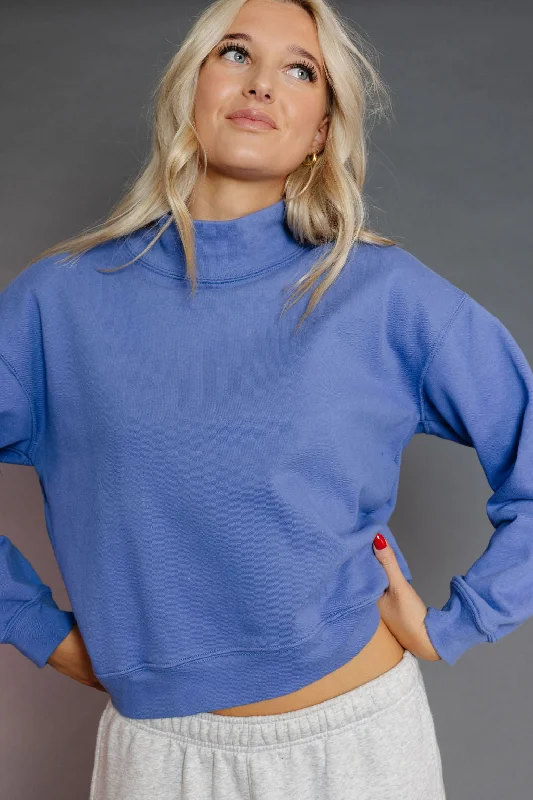 Boat Neck Women's Merino Wool Sweaters in Neutral ShadesAlina Sweatshirt in Washed Blue