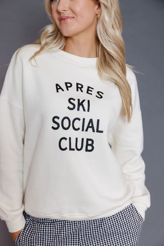 Short Sleeve Women's Cotton Blend Sweaters in Pastel ColorsApri Ski Club Social Club Sweatshirt in Cream