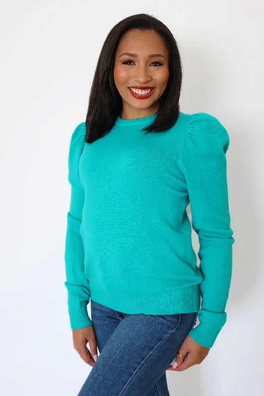 Hooded Women's Fleece - Lined Sweaters for WinterElliot Puff Sleeve Sweater - Alpine Green