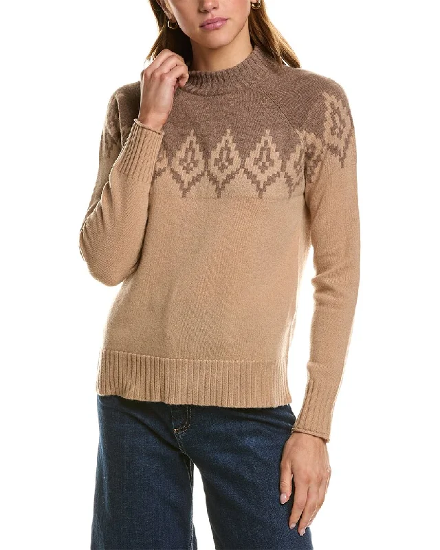 Women's Long Sleeve Turtleneck Cashmere SweatersHannah Rose Diamond Peak Fairisle Wool & Cashmere-Blend Sweater