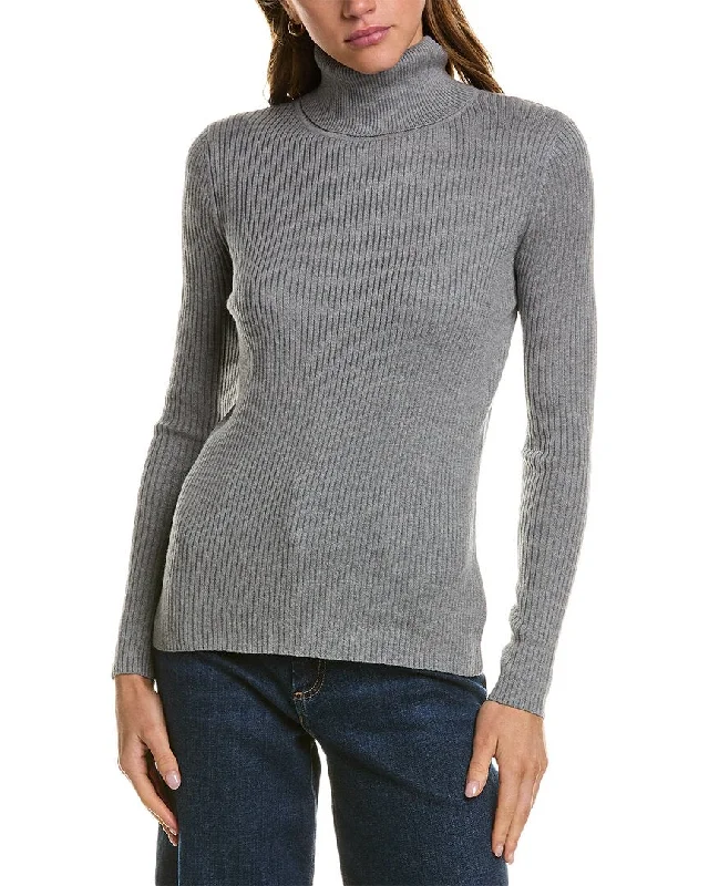 Plus Size Women's Oversized Chunky Knit SweatersHannah Rose Turtleneck Cashmere-Blend Sweater