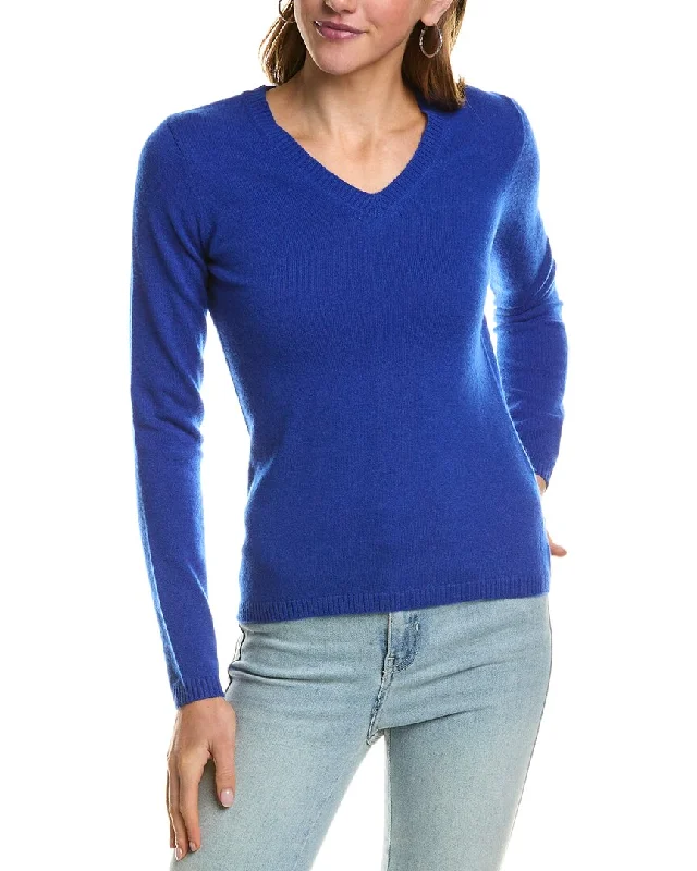 Bell - Sleeve Women's Mohair - Wool Blend SweatersInCashmere V-Neck Cashmere Sweater