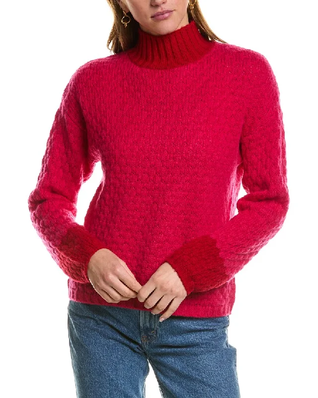 High - Low Hem Women's Cashmere - Blended SweatersKier + J Textured Turtleneck Wool & Cashmere-Blend Sweater