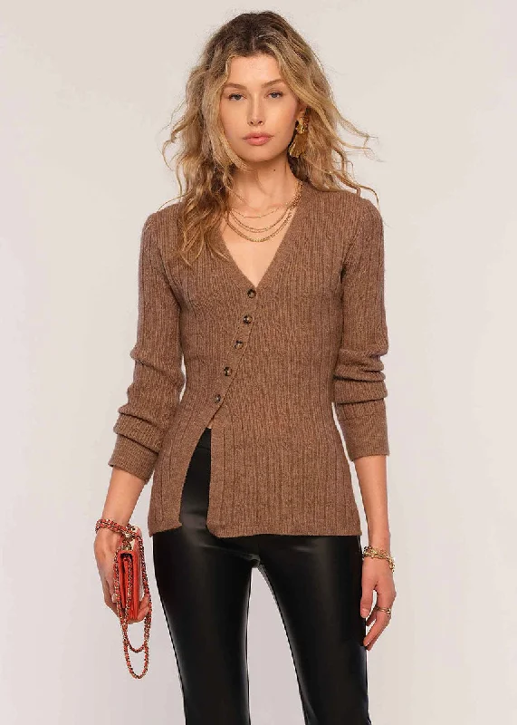 Open - Front Women's Cardigan - Style Mohair SweatersSivan Top - Mocha