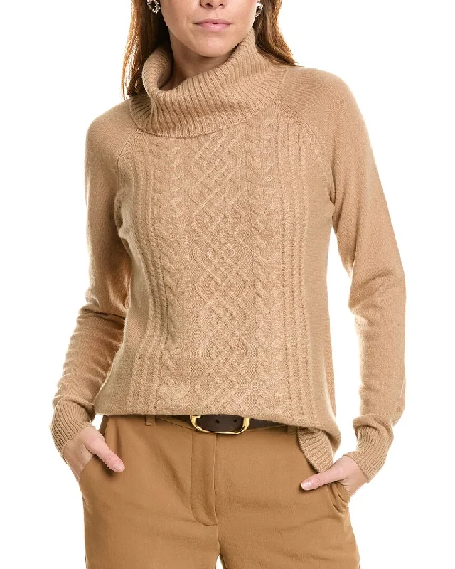 Open - Front Women's Cardigan - Style Mohair Sweaterssofiacashmere Ornate Cable Front Turtleneck Cashmere Sweater