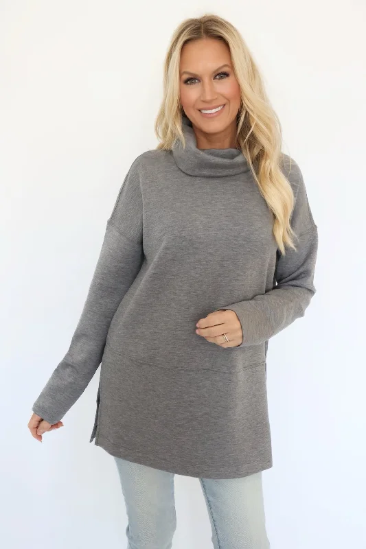 Button - Down Women's Shetland Wool Sweaters in Traditional PatternsSPANX AirEssentials Turtleneck Tunic- Grey