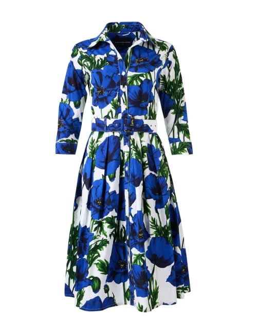 Shift Women Dress with a Simple and Classic Design for Everyday WearAudrey Blue Floral Print Cotton Stretch Dress