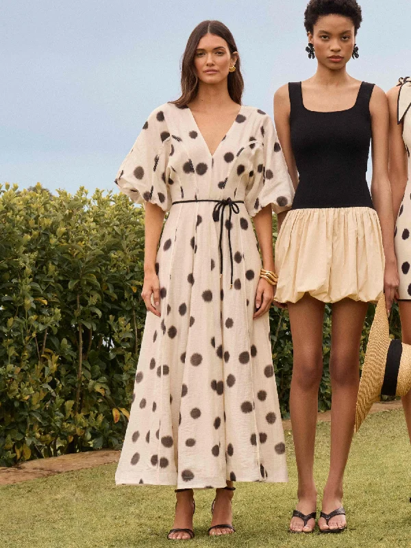 Halter Neck Women Dress to Show Off the Shoulders and NecklineAUDREY SPOT MAXI DRESS