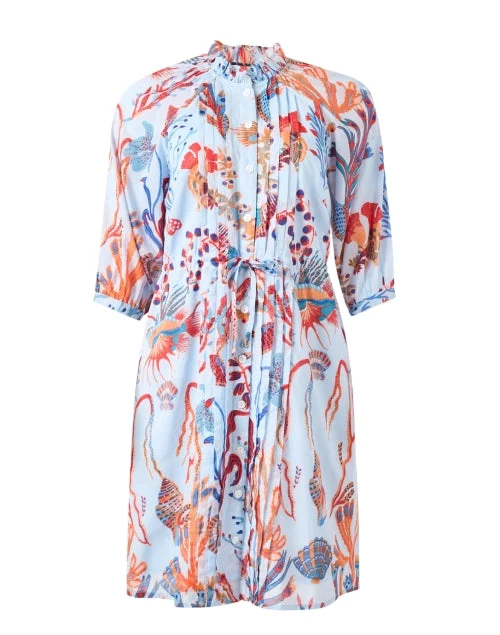 Plus Size Women Dress with a Flattering A - Line Cut for Comfort and StyleBenita Ocean Print Cotton Dress