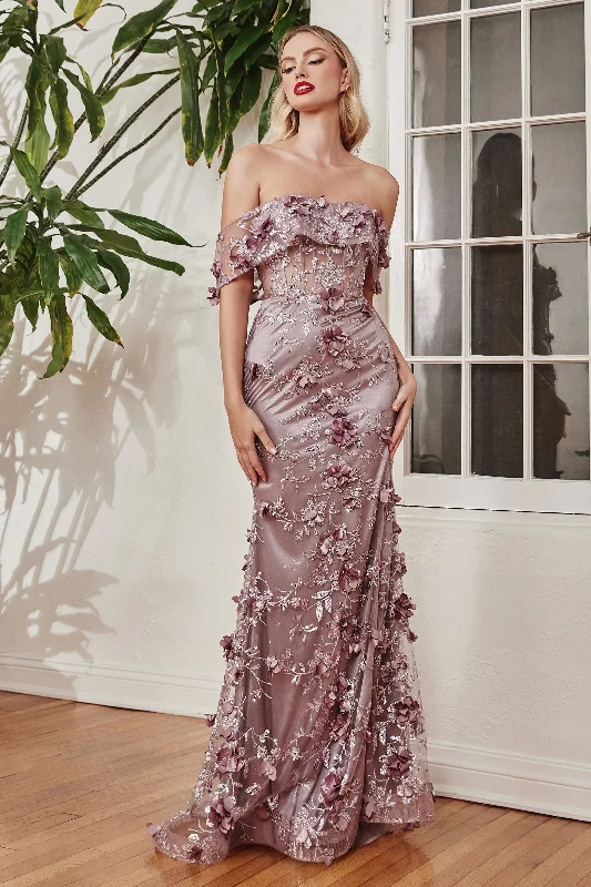 Long - Sleeve Women Dress in Velvet for a Luxurious Winter LookCinderella Divine J832 Mauve 6 Sale