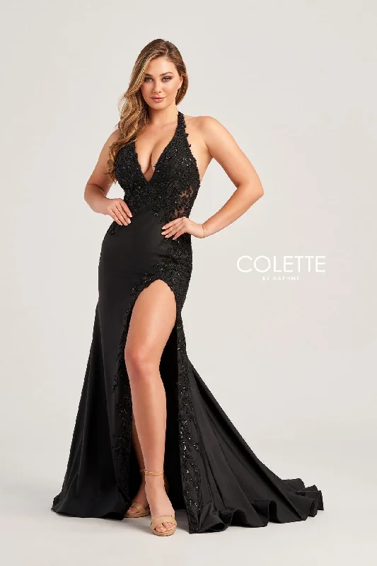 Shift Women Dress with a Simple and Classic Design for Everyday WearColette CL5206 Halter Long Formal Applique Prom Dress