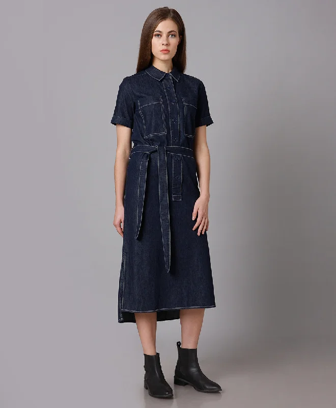 Mermaid - Style Women Dress with a Fitted Silhouette for Special OccasionsCotton Denim Dress