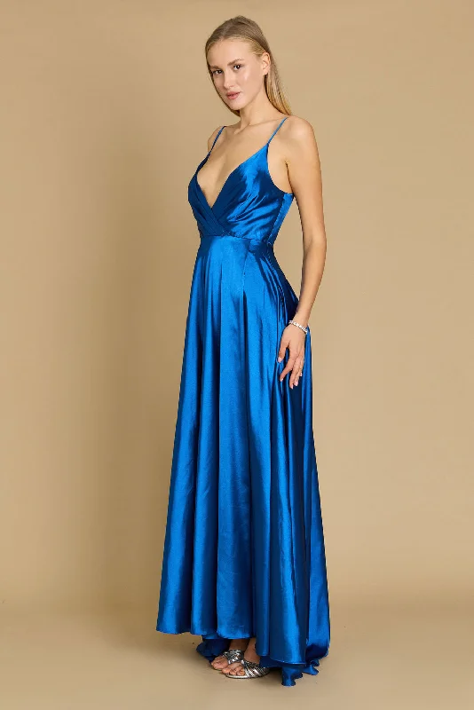 Backless Women Dress for a Sexy and Alluring Look at Evening EventsDylan & Davids Long Flowy Satin Formal Prom Party Dress Teal