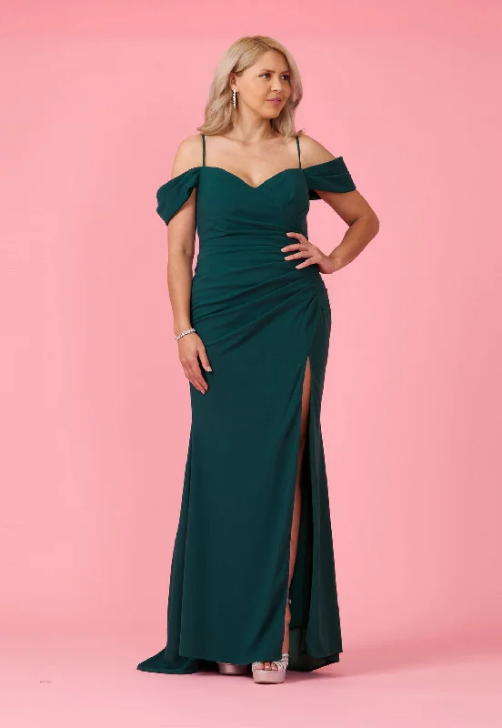 Wrap - Style Women Dress with Adjustable Fit for All Body TypesDylan & Davids Long Formal Off The Shoulder Wrap Evening Dress Emerald Green