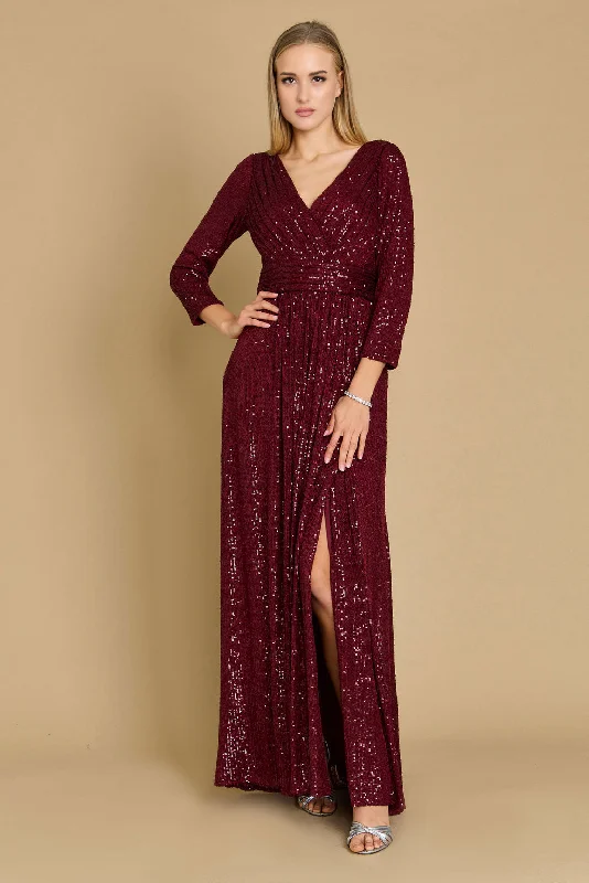 Ruffled Women Dress with Multiple Layers for a Playful and Girly StyleDylan & Davids Long Sleeve Sequin Formal Hand Beaded Dress Burgundy