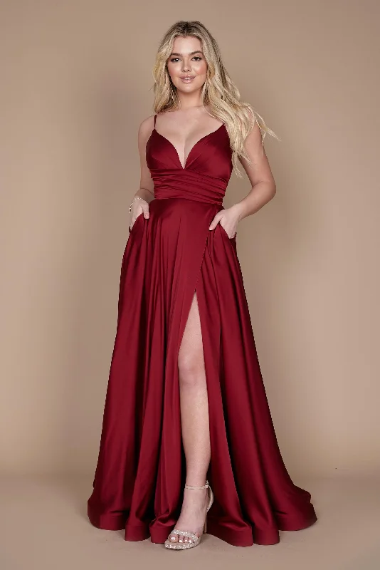 Wrap - Style Women Dress with Adjustable Fit for All Body TypesDylan & Davids Long Spaghetti Strap Prom Formal Gown Burgundy