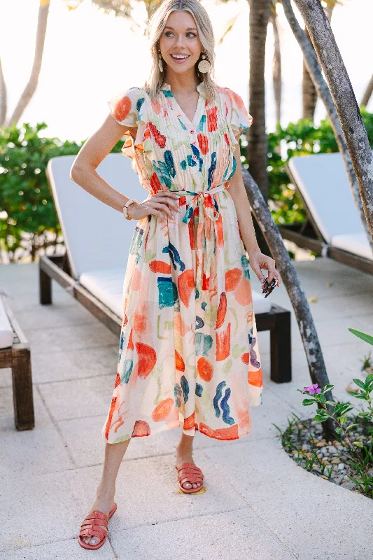 Maxi Women Dress with Floral Print for a Bohemian VibeGood To Go Orange Midi Dress