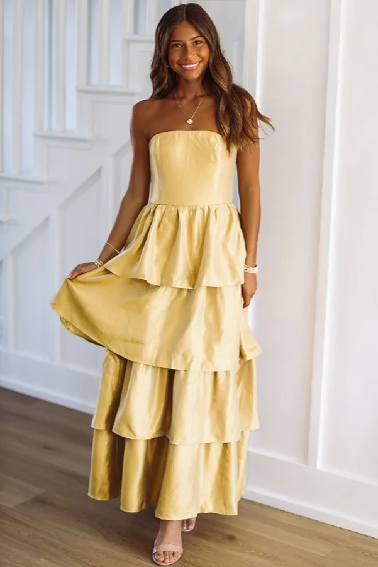 Mini Women Dress with a Short Hem for a Young and Trendy StyleIn My Styling Era Maxi Dress - Yellow