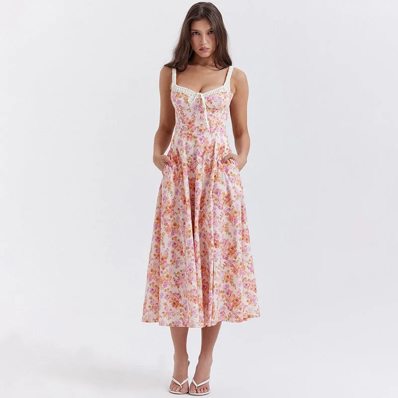 Ball Gown Women Dress with a Full Skirt for a Princess - like LookLaurie Floral Print Midi Dress