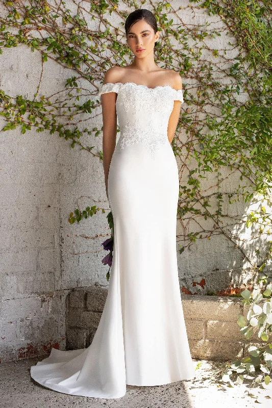 Halter Neck Women Dress to Show Off the Shoulders and NecklineCinderella Divine CF158W Long Formal Wedding Dress